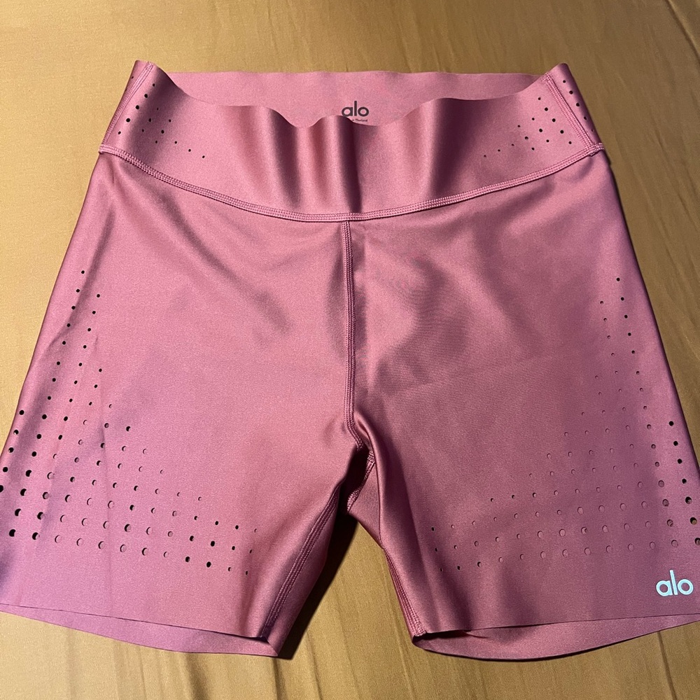 ALO Yoga Pink Athletic Shorts laser cut out